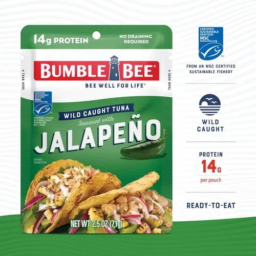 Miniatura 3 de Bumble Bee Jalapeño Atún sazonado, bolsas de 2.5 onzas (paquete de 12) – Listo para comer – Bolsa de atún capturado en la naturaleza – 0.49 oz