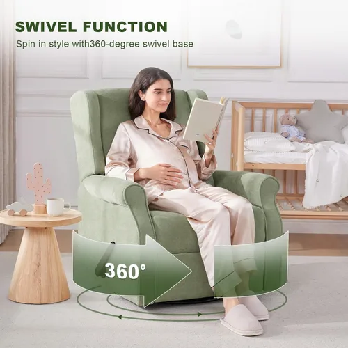Miniatura 3 de Eiayeebil Silla reclinable giratoria para guardería, mecedora con reposapiés, silla reclinable mecedora para guardería, sillón reclinable para sala