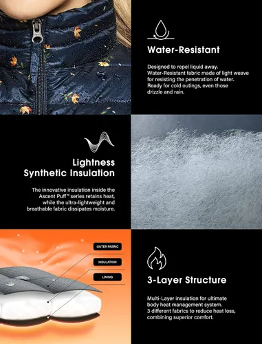 Miniatura 7 de TSLA Chaleco acolchado ligero y plegable para mujer, chalecos de invierno resistentes al agua