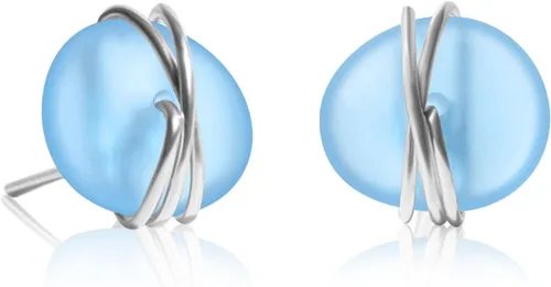Miniatura 8 de Aretes de cristal de mar de plata de ley S925, hipoalergénicos, hechos a mano, aretes de tuerca hechos a mano de cristal de playa, joyería