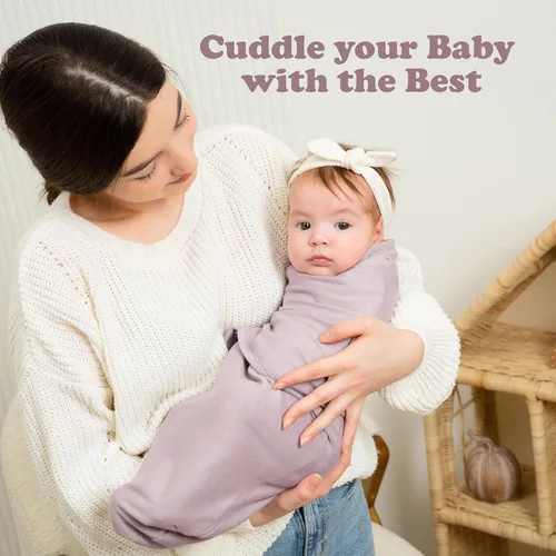 Miniatura 7 de Mantas para envolver para recién nacidos – Juego de 3 mantas para bebé de 0-3 meses – Saco de dormir ajustable – Envuelto suave de algodón orgánico