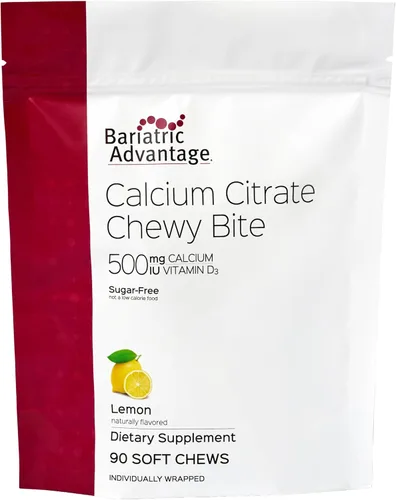 Miniatura 15 de Bariatric Advantage Picaduras masticables de citrato de calcio 500 mg - Altamente absorbible y digerible - Vitamina D3 - Suplemento de calcio