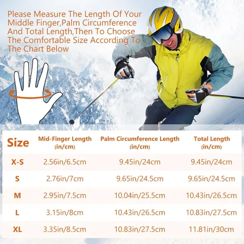 Miniatura 6 de Guantes de esquí, guantes de nieve impermeables y transpirables más cálidos para clima frío, se adaptan tanto a hombres como a mujeres, para padres