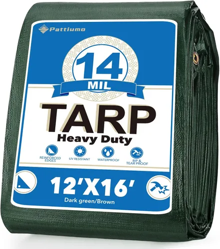 Miniatura 13 de Pattiumo Lona impermeable de 8 x 10 pies y 14 mil de lona resistente multiusos, cubierta protectora impermeable, resistente a los rayos UV, todo