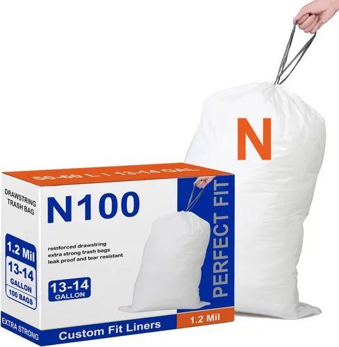 Miniatura 13 de 200 unidades para Code G Azul y Blanco Compatible con SimpIehuman Code G 8-9 galones 1.2 mil de grosor resistente con cordón reforzado, resistente a