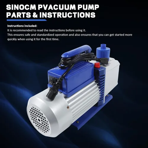Miniatura 8 de Bomba de vacío 12CFM 1HP Doble etapa 110v 60HZ Aire acondicionado Bomba de vacío HVAC Herramienta de aire Paleta rotativa para sistemas