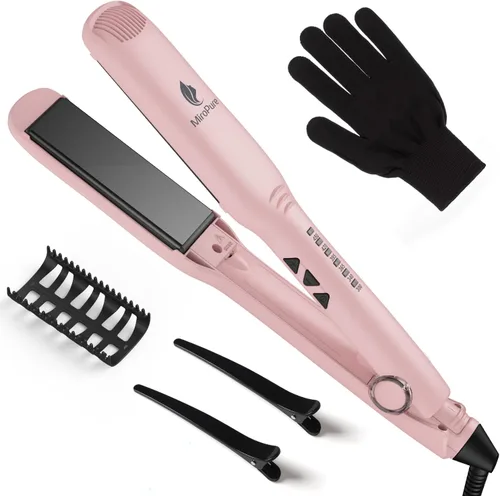 MiroPure Plancha plana de 1.5 pulgadas, plancha de pelo con calentamiento rápido de 30 segundos y apagado automático de 60 minutos, alisador y