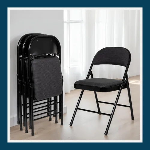 Miniatura 10 de OEF Furnishings OEF970 Series - Sillas plegables acolchadas de tela de alta calidad, asiento y respaldo acolchados cómodos para salas