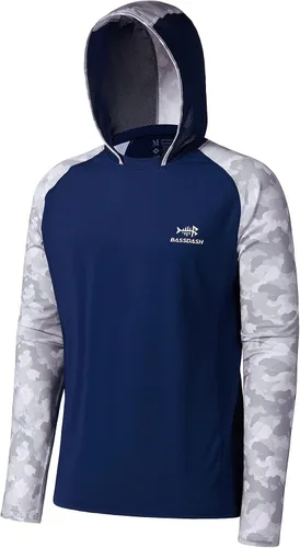 Miniatura 19 de BASSDASH Camisa de pesca de rendimiento UPF 50 para hombre, sudadera con capucha de camuflaje de manga larga FS17M