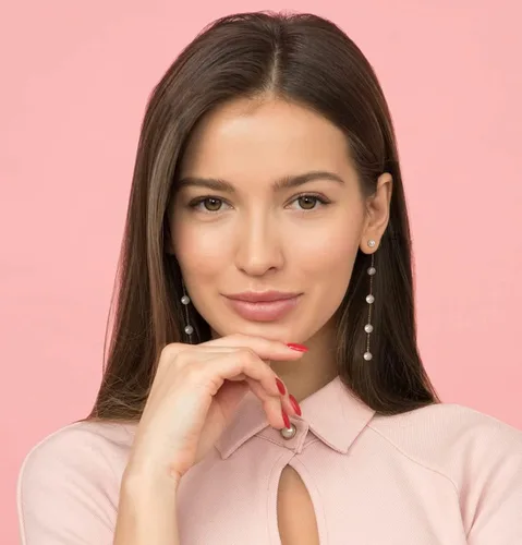 Miniatura 3 de LOKLIFFAI Aretes de plata de ley 925 con forma de bola de perlas y cadena larga para mujeres y niñas