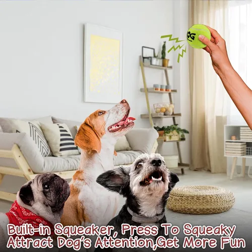 Miniatura 2 de INSUM Squeaky Dog Balls - Pelotas de tenis chirriantes para perros, multicolor, grandes, 3.0 pulgadas, paquete de 4