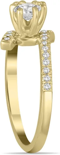 Miniatura 2 de Anillo torcido de diamantes naturales de dos piedras TW de 1 quilate en oro amarillo de 10 quilates