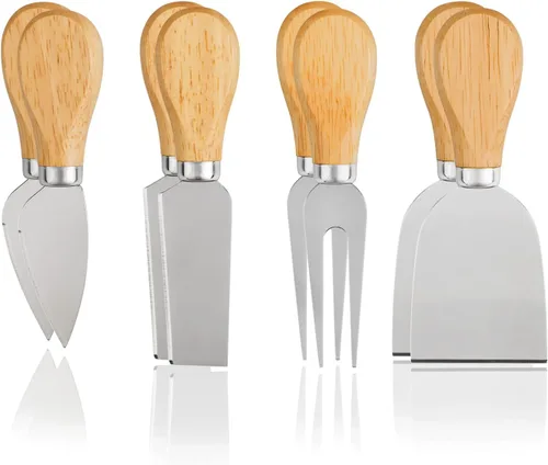 Miniatura 7 de Juego de 4 cuchillos de queso, cuchillo de queso, tenedor de queso, rebanador de queso, cuchillo de mantequilla, mini cuchillos de queso de acero