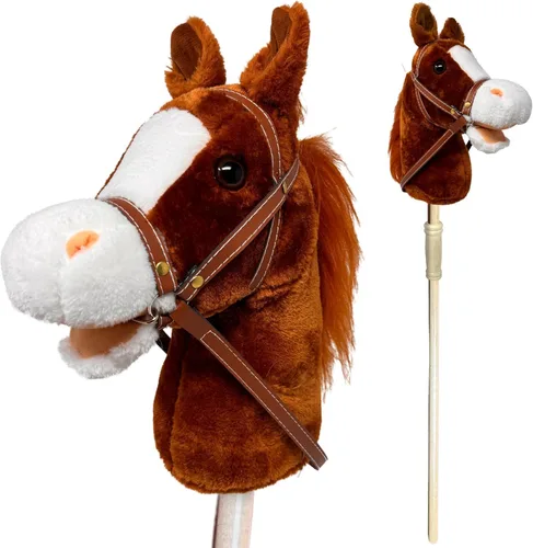 Barra para Montar Caballo Nature Bound | Barras de Caballo de Pasatiempo de Peluche Hechas a Mano | Cabeza Cosida a Mano, Barra de Madera Resistente