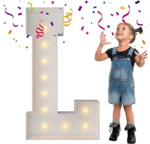 Miniatura 64 de Letras iluminadas con marco de 3 pies de alto, letras enormes con marco, marco de globos en mosaico, letra grande para decoraciones de compromiso