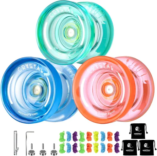 Miniatura 14 de MAGICYOYO Yo Yo de Cristal Profesional K2, Yoyo Responsivo para Niños de 8-12, Yo-yo de Plástico con Giro de Dedo para Trucos con Rodamiento No