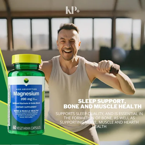 Miniatura 6 de KP+ Magnesio 200 mg Apoyo para dormir Salud ósea y muscular 60 cápsulas vegetarianas Paquete de 3