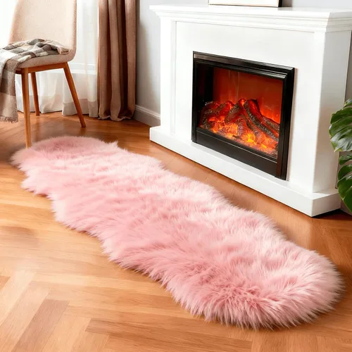 Miniatura 44 de linmopm Alfombra de piel sintética de pelo lanudo esponjoso negro de 2x6 pies para dormitorio, cabecera de la cama, suelo, sala de estar, cojín