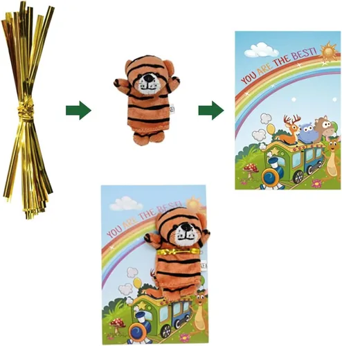 Miniatura 8 de Tarjetas del día de San Valentín con 16 marionetas de dedo de animales de peluche, regalos de aula para niños y recuerdos de fiesta