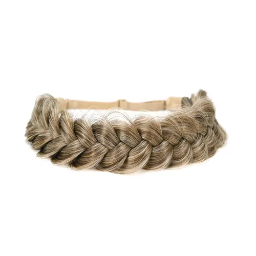 Miniatura 13 de Diadema trenzada sintética clásica de cabello con hebras anchas para boda, trenzas esponjosas desordenadas, banda para peluca, accesorio de belleza