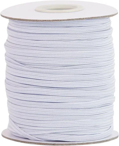 Miniatura 11 de Banda elástica plana para costura, 1/4 de pulgada, 50 yardas de alta elasticidad, cuerda elástica blanca, carrete elástico de punto para coser Blanco