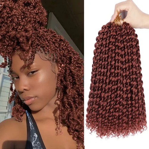 Miniatura 11 de Cabello Passion Twist de 30 pulgadas, cabello rubio de ondas de agua con ganchillo para mujeres, cabello rubio Passion Twist de ganchillo largo 27#