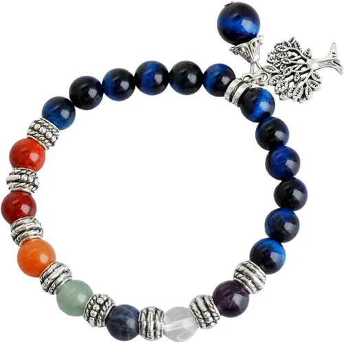 TUMBEELLUWA Pulseras de cuentas de piedra semipreciosa, cuentas de yoga, cristales curativos, árbol de la vida, pulsera de chakras, joyería hecha a