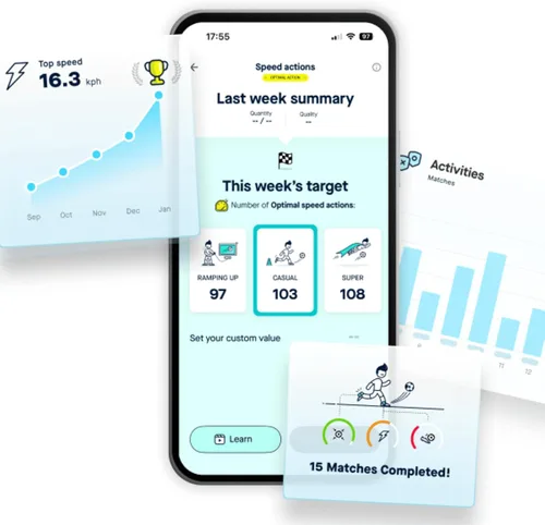 Miniatura 5 de Playermaker 2.0 Rastreador inteligente de fútbol para tacos, más de 25 métricas técnicas y físicas de entrenamiento de fútbol, 12 meses de acceso a