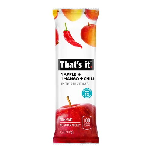 Miniatura 4 de That's it. Manzana+Mango+Chili 100% Natural Gran Sabor Barra de Fruta Seca Real, Vegana, Sin Gluten, Paleo, Kosher, Sin OMG, Sin Conservantes, Sin