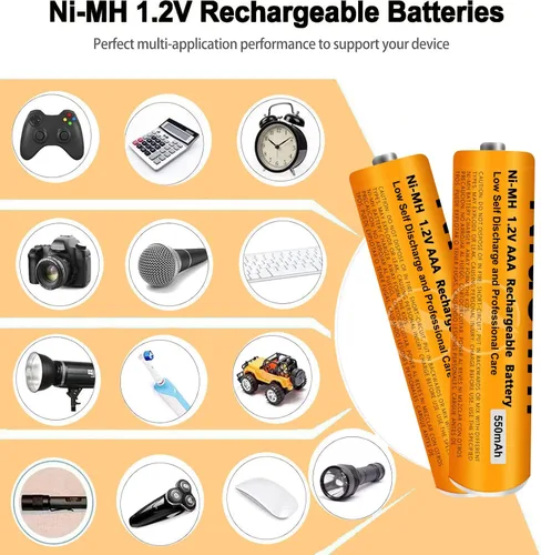 Miniatura 7 de Paquete de 4 baterías recargables AAA NI-MH para Panasonic, 1.2 V 550 mAh AAA baterías recargables para teléfonos inalámbricos Panasonic, controles
