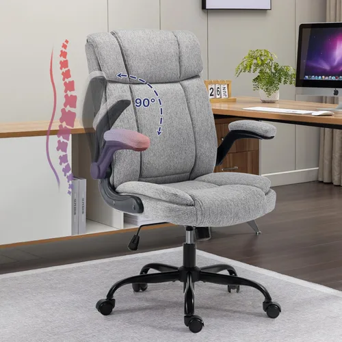 Miniatura 10 de Silla de oficina con respaldo alto, ergonómica, ejecutiva, silla de escritorio para computadora, cómoda tela, acolchada, sillas de escritorio