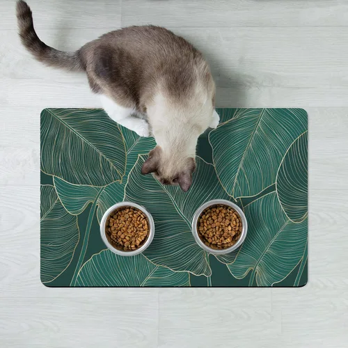Miniatura 7 de Rnivvi Tapete de comida para perros, 12" x 19" tapete absorbente con diseño de flores para tazones de perros y gatos para comida y agua, bonita