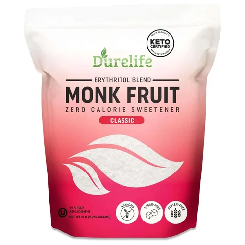 Miniatura 10 de DureLife Edulcorante de Fruta del Monje, Clásico - Sustituto del Azúcar Blanco, Compatible con Dieta Keto, Reemplazo de Azúcar 1:1, Cero Calorías