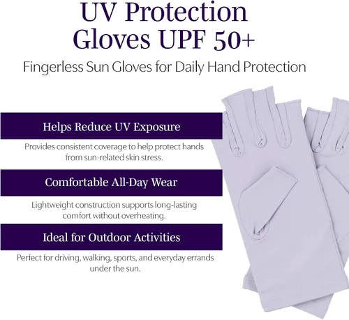 Miniatura 2 de Saian Guantes de protección UV UPF 50+ guantes solares sin dedos para proteger las manos – Nylon ligero sin dedos para manicura lámpara cuidado