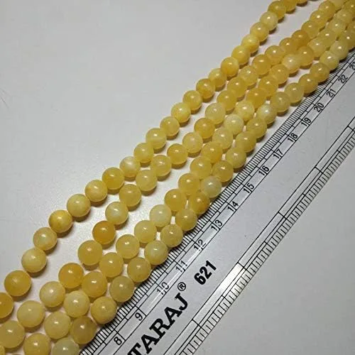 Miniatura 4 de Cuentas de piedras preciosas de calcita amarilla natural AAA de 1 hebra para la fabricación de joyas 0.236 in cuentas redondas cuentas sueltas