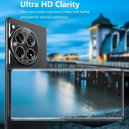 Miniatura 4 de Paquete de 2+2 protectores de pantalla de vidrio templado para OnePlus 12R + protector de lente de cámara, película de vidrio templado curvado 3D