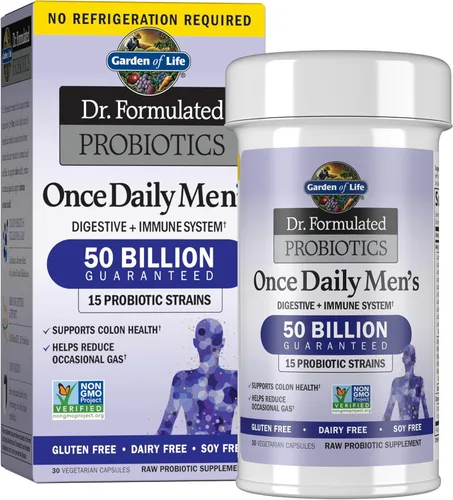 Miniatura 9 de Garden of Life Probióticos para Hombres, formulado por médicos, 50 mil millones de CFU, 15 probióticos para la salud digestiva + fibra prebiótica