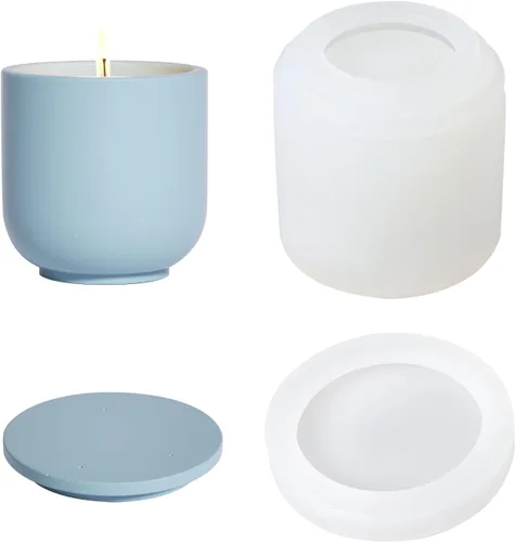 BOOWAN NICOLE Nórdico Simple Estilo Cemento Vela Tarro Molde de Silicona Molde de Contenedor de Vela de Concreto Recipiente de Decoración para el