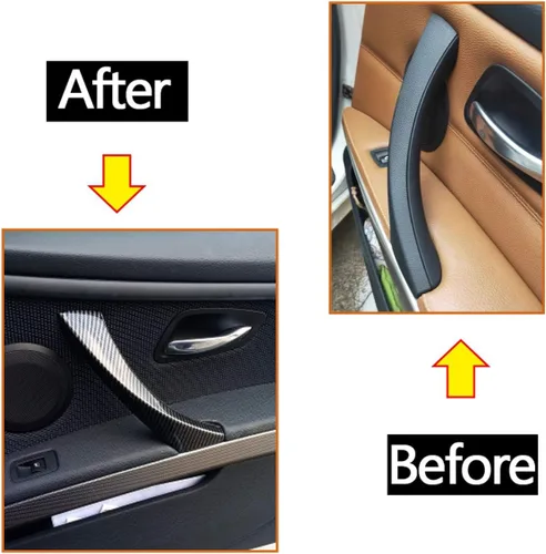 Miniatura 3 de Moonlinks Compatible con BMW Serie 3 E90 E91 E92 E93 - Manija de fibra de carbono, juego de fundas para manijas de puerta delantera y trasera