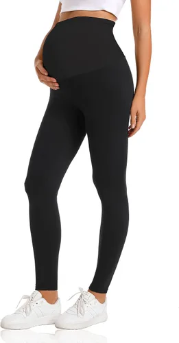 V VOCNI Leggings de maternidad sobre el vientre, esenciales para mujer, elásticos, suaves, de punto, con soporte para el vientre, leggings de