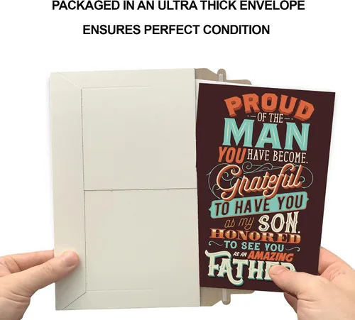 Miniatura 5 de Prime Greetings Tarjeta del día del padre para hijo, hecha en Estados Unidos, ecológica, tarjeta gruesa con sobre de primera calidad de 5 x 7.75