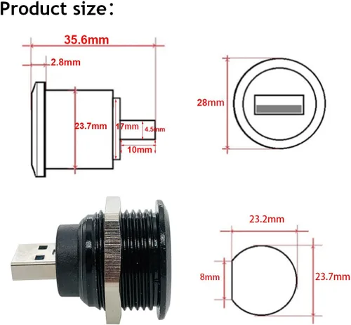 Miniatura 5 de PENGLIN 2 conectores USB 3.0, conector de conversión USB macho a hembra, adaptador de extensión de montaje en panel USB3.0 para transferencia
