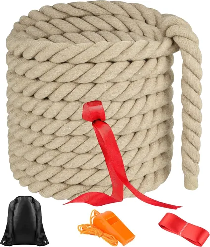 Miniatura 8 de NEBURORA Cuerda de tira y afloja de 20 pies para adultos, juegos al aire libre, día de campo, reunión familiar, verano, patio trasero, césped, Azul