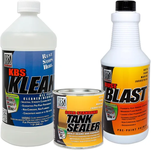 KBS Coatings Kit completo de sellador de tanque de ciclo 52000, sella tanque de hasta 5 galones, plata ligeramente pigmentada