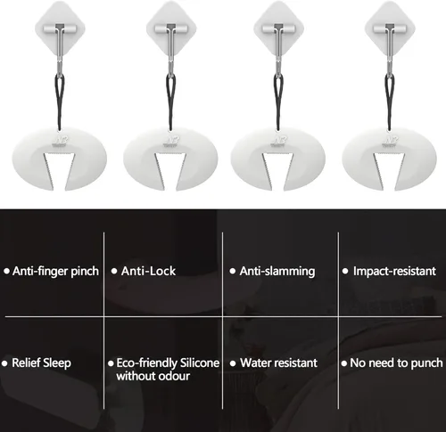 Miniatura 7 de Neobay Protector de Puerta contra Pellizcos y Tope para Puertas, Protector de Puerta de Silicona Duradera contra Pellizcos de Dedos, Previene Blanco