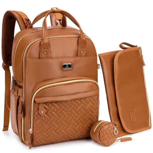 Miniatura 23 de Dikaslon - Mochila para pañales con cambiador portátil, funda para chupete y correas para cochecito, bolsas de bebé unisex grandes para niños y Azul