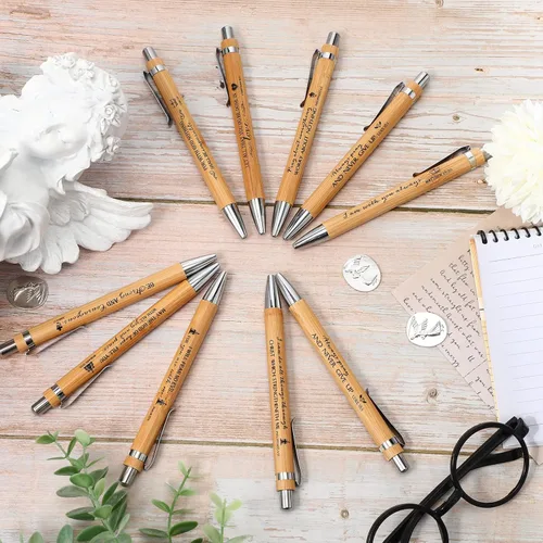 Miniatura 4 de Fumete 10 bolígrafos cristianos para el Día del Padre, bolígrafos de bambú a granel con versículo de la Biblia y escritura, regalos religiosos