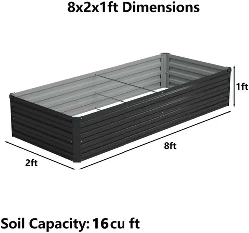 Miniatura 2 de Foxlang 4x3x1 pies (2 paquetes) Cama de jardín elevada galvanizada, juego de jardinera al aire libre de metal para patio, caja de maceta