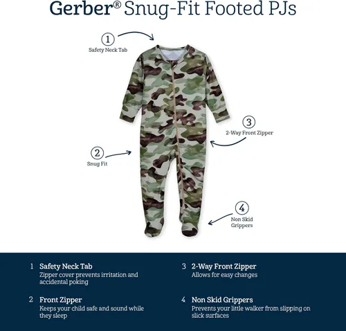 Miniatura 5 de Gerber Unisex Baby Toddler Buttery-Soft Snug Fit Footed Pajamas with Viscose Made with Eucalyptus