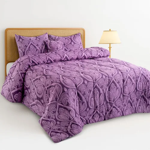 Miniatura 26 de Juego de colcha reversible LUX Décor de 4 piezas para cama individual, juego de ropa de cama impresa, microfibra en una bolsa, incluye 1 edredón, 1